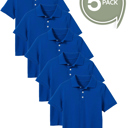 Royal Blue (5-Pack) 12 5-Pack School Uniform Tagless Polo Tshirt for Little Boys & Big Boys